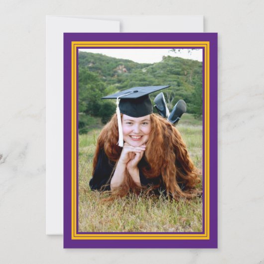 紫と金ゴールド写真卒業パーティー 招待状 (裏面)