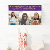 紫と金ゴールド卒業3枚の写真パーティー 横断幕 (インサイチュ)