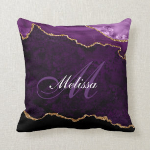 紫と金ゴールド塩トレンディーモノグラム装飾用クッション クッション