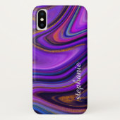 紫と金ゴールド大理石アゲートモノグラム Case-Mate iPhoneケース (裏面)