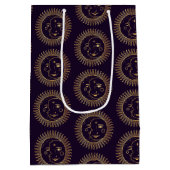 紫と金ゴールド太陽と月の顔天柄 ミディアムペーパーバッグ (裏面)