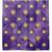 紫と金ゴールド太陽の天空 シャワーカーテン (正面)