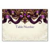 紫と金ゴールド宝石フローラテーブル番号カード テーブルナンバー (裏面)