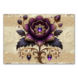 紫と金ゴールド宝石フローラテーブル番号カード テーブルナンバー