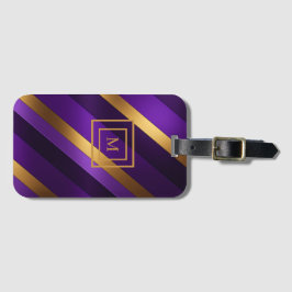 紫と金ゴールド対角ストライプのモノグラムの ラゲッジタグ