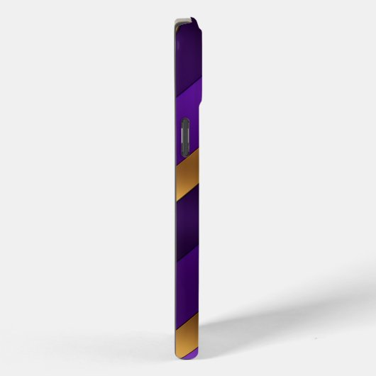 紫と金ゴールド対角ストライプのモノグラムの Case-Mate iPhoneケース (裏面 / 右)