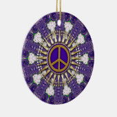 紫と金ゴールド平和のサイン セラミックオーナメント (右)
