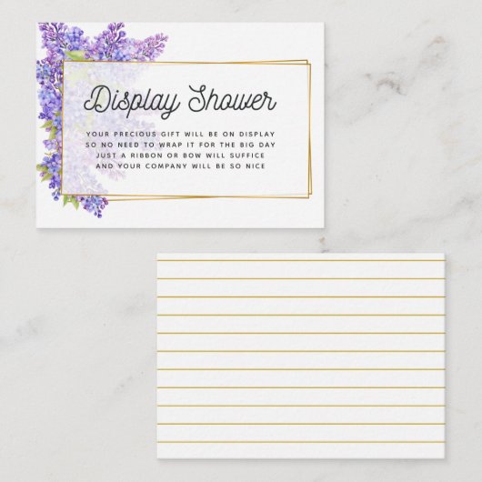 紫と金ゴールド幾何学的ハーバリウムディスプレイシャワー エンクロージャーカード (正面/裏面)