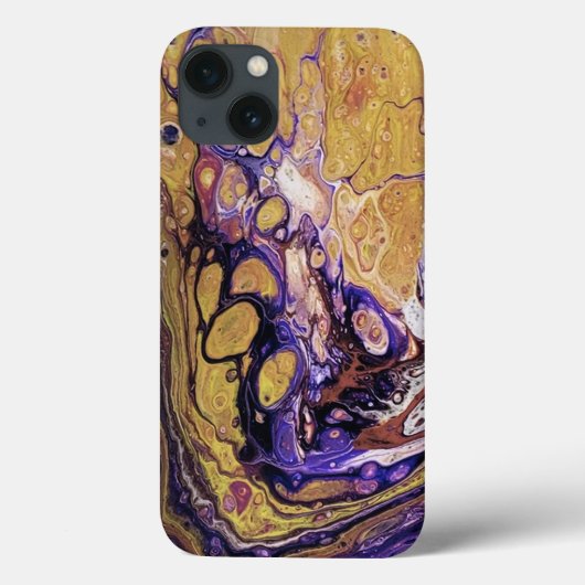 紫と金ゴールド抽象芸術 Case-Mate iPhoneケース (裏面)