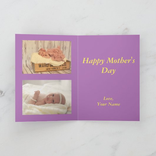 紫と金ゴールド母の日ありがとう母のカード サンキューカード (内部)