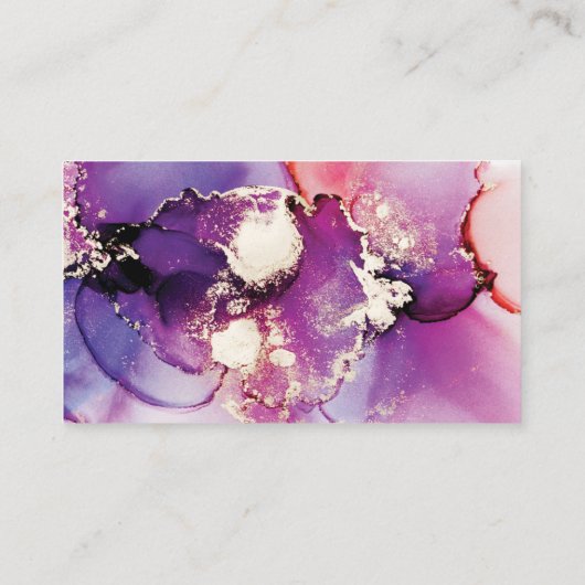 紫と金ゴールド水彩のインク名刺 名刺 (裏面)