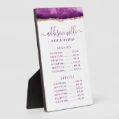 紫と金ゴールド水彩価格メニュープラーク フォトプラーク (側面)