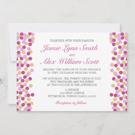 紫と金ゴールド水玉模様結婚式招待状 招待状