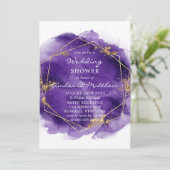 紫と金ゴールド水色ウェディングシャワー招待状 (スタンド正面)