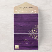 紫と金ゴールド素朴のストリングラ結婚イト オールインワン招待状 (外側)