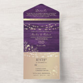 紫と金ゴールド素朴のストリングラ結婚イト オールインワン招待状 (内側)