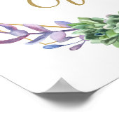 紫と金ゴールド結婚の歓迎サイン ポスター (角)