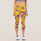 紫と金ゴールド絞り染め カプリレギンス (正面)