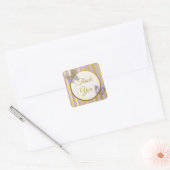 紫と金ゴールド蝶ありがとうステッカー スクエアシール (封筒)