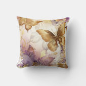 紫と金ゴールド蝶の水色の蝶 クッション (正面)