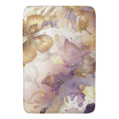 紫と金ゴールド蝶の水色の蝶 バスマット (正面縦)