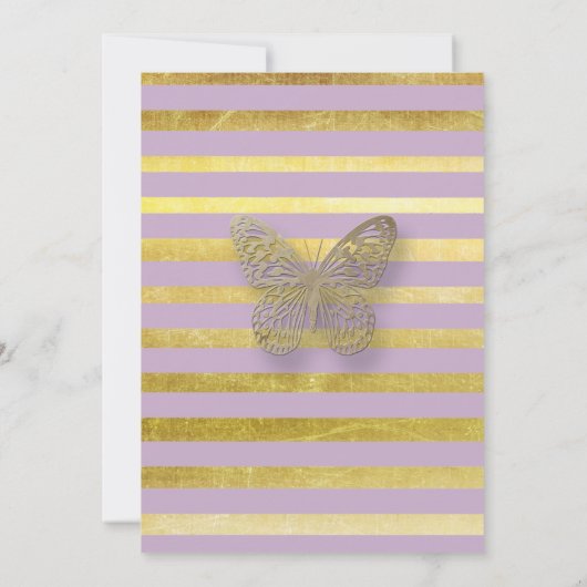 紫と金ゴールド蝶の結婚式招待状 招待状 (裏面)