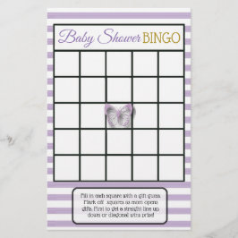 紫と金ゴールド蝶の赤ちゃんシャワーゲーム チラシ