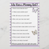 紫と金ゴールド蝶の赤ちゃんシャワーゲーム チラシ (裏面)