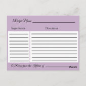 紫と金ゴールド蝶結婚のレシピカード ポストカード (裏面)