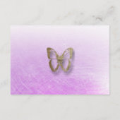 紫と金ゴールド蝶結婚の詳細カード エンクロージャーカード (裏面)