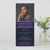 紫と金ゴールド記念撮影招待状 招待状 (スタンド正面)