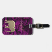 紫と金ゴールド象エレガントモノグラムの ラゲッジタグ (正面横)