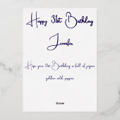 紫と金ゴールド野生のポピー水の色の熟成誕生日 箔シーズンカード (裏面)