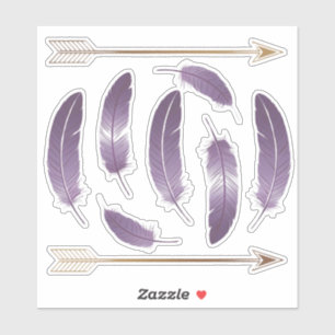 紫と金ゴールド防峰の羽と矢スクラップブック シール