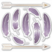 紫と金ゴールド防峰の羽と矢スクラップブック シール (正面)