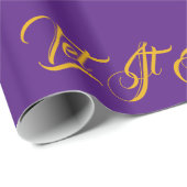 紫と金ゴールド雪の台本をエレガント使う ラッピングペーパー (ロールコーナー)