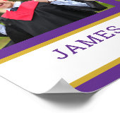 紫と金ゴールド3フォトコラージュおめでとうGrad 2025 ポスター (角)