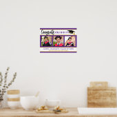 紫と金ゴールド3フォトコラージュおめでとうGrad 2025 ポスター (キッチン)