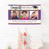 紫と金ゴールド3フォトコラージュおめでとうGrad 2025 横断幕 (インサイチュ)