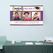 紫と金ゴールド3フォトコラージュおめでとうGrad 2025 横断幕 (トレードショー)