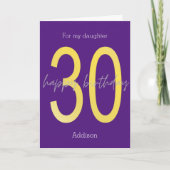 紫と金ゴールド30歳の誕生日カード カード (正面)