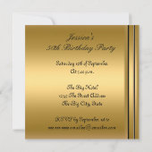 紫と金ゴールド50番目の誕生日招待状 招待状 (裏面)