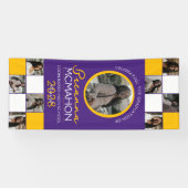 紫と金ゴールド9フォトコラージュ卒業ビニル 横断幕 (横)