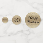 紫と金ゴールド90番目の誕生日テーブルの装飾 コンフェッティ (正面)