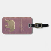 紫と金ゴールド モノグラムの ラゲッジタグ (正面横)