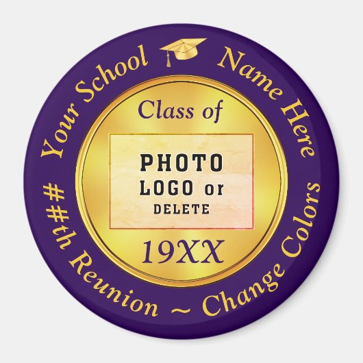 紫と金ゴールド、安いクラスの懇親会ギフト、 マグネット (正面)