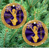 紫と金ゴールド、応援チームのクリスマスプレゼント セラミックオーナメント