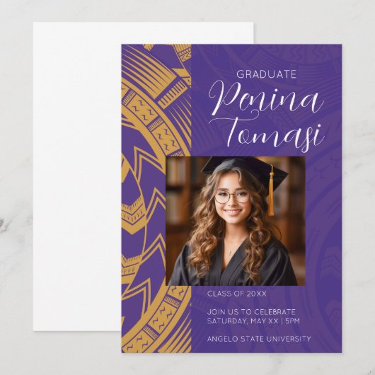 紫と金ゴールド 招待状 (正面/裏面)