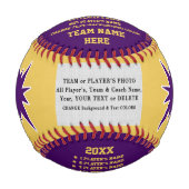 紫と金ゴールド、野球コーチ感謝ギフト 野球ボール (正面)