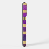 紫と金属の金ゴールド ストライプの iPhoneケース (右側面)